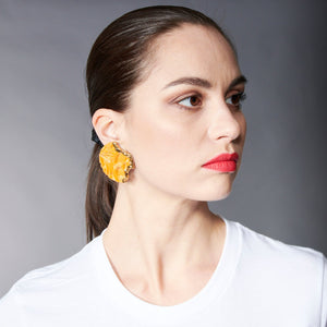 Special Effects, Ceramic, Sculptured Earring in Orange gold-
