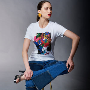 By Jodi, Cotton, Spring Fling T-Shirt in white-Tops