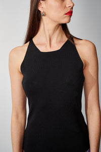 Aldo Martins, Knit, Square Neck Sleeveless Top in Black-New High End