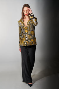 Aldo Martins, Knit, Porto Blazer in Dark Mustard Geometric Print-New Jackets