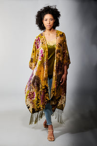 PREORDER-Aratta, Cut Velvet, Forest Goddess Maxi Kimono-Outerwear