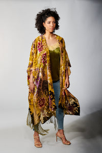 PREORDER-Aratta, Cut Velvet, Forest Goddess Maxi Kimono-Outerwear