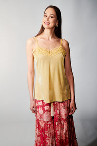 Aratta, Velvet , Strapped Camisole Top in Ivory-New Tops
