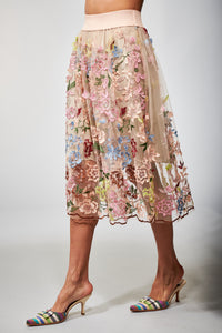 Aratta, Tulle, Roman Holiday Skirt with Embroidery-Bottoms
