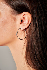 Theia Jewelry, Hoops, Sculpted Artisan Hoop in White Gold-Accessories