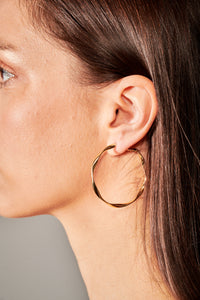 Theia Jewelry, Hoops, Sculpted Artisan Hoop in Gold finish, Large-Theia Jewelry