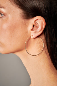 Theia Jewelry, Hoops, Round Diamond Dust Hoop Earrings in Gold Finish-Accessories