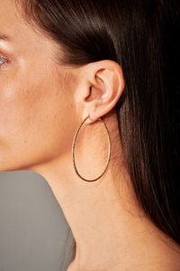 Theia Jewelry, Gold diamond dust tear drop large hoop earrings-Gifts