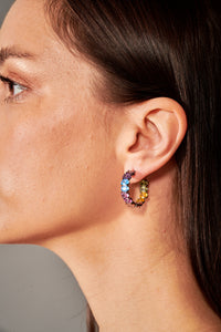 Theia Jewelry, Hoops, Haley small hoop Earring in multi colored Cubic Zirconian-Jewelry
