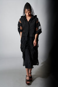 Kozan, Parachute Fabric, Aldine Cargo Midi Skirt in Black-