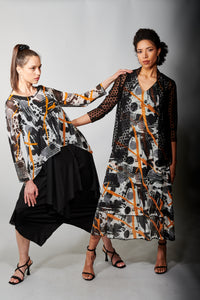 Kozan, Mesh, Maxi Dress in Negroni Print-
