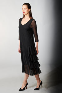 Kozan, Mesh, Marianne Tiered Midi Dress in Black-