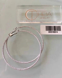 Theia Jewelry, Hoops, Round Diamond Dust Hoop Earrings in White Gold finish-