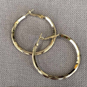 Theia Jewelry, Hoops, Diamond cut hoop earrings in Gold finish, Medium-Theia Jewelry