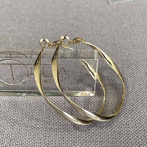 Theia Jewelry, Hoops, Sculpted Artisan Hoop in Gold finish, Large-Theia Jewelry