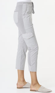XCVI Werables, Cotton, Lilou Cargo Slim Pant in Cotton Grey-XCVI Wearables