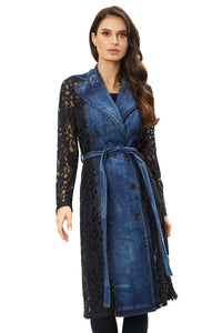 Adore, Denim Jacket with Lace Sleeves-SHIPS EARLY JUNE-Promo Eligible