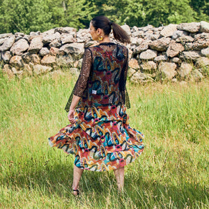 Kozan, Mesh, Martha ruffled Midi Dress in Matisse print-