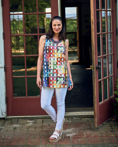 Kozan, Knit, Dakota Sleeveless Tunic in windows print-Resort Wear