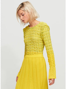 Aldo Martins, Bamboo, Pamis Pullover Textural Sweater in Lemon - Capjuluca Collection-New High End