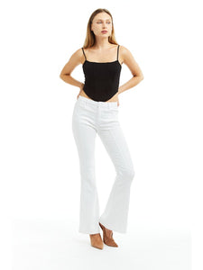Tractr Jeans, Denim, sexy flare front panel jean in white-Tractr Jeans