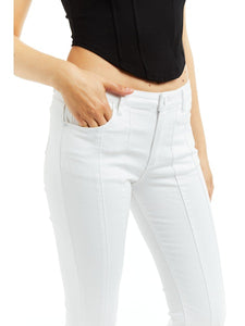 Tractr Jeans, Denim, sexy flare front panel jean in white-New Arrivals