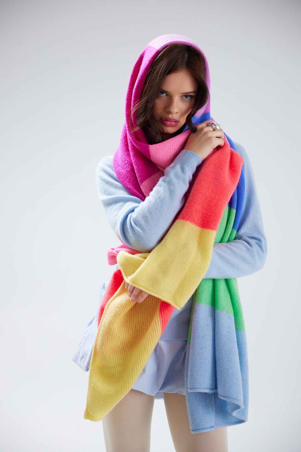 Colorush Cashmere Colorush Cashmere Colorush Indie Gauzy Rainbow Stripe Lux Scarf in ...