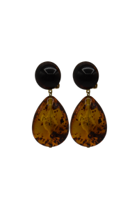 Francine Bramli, Resin, Cuba Teardrop Earrings in Speckled Tortoise-Jewelry