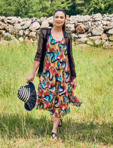 Kozan Martha ruffled Midi Dress in Matisse print-Kozan Martha ruffled Midi Dress in Matisse print