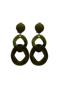 -JewelryFrancine Bramli,Resin, Maille Links Earrings in Olive