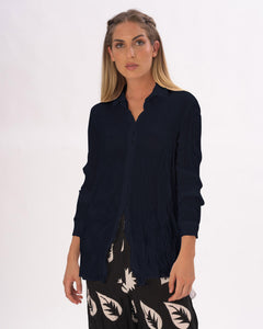 Amici for Baci, Rayon, silky pleats button down shirt jacket- Italian Designer Collection-