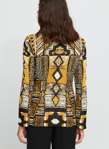 Aldo Martins, Knit, Porto Blazer in Dark Mustard Geometric Print-New Jackets