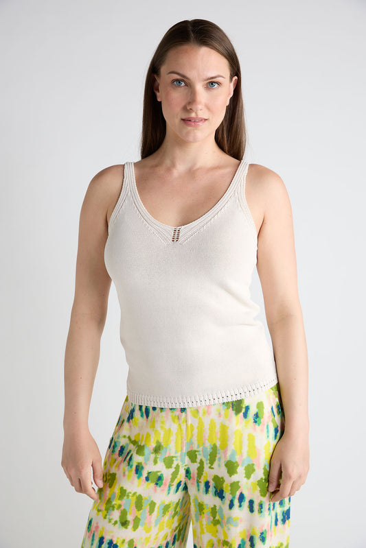 Aldo Martins, Sweater Knit, V-Neck Strappy Blouse in natural
