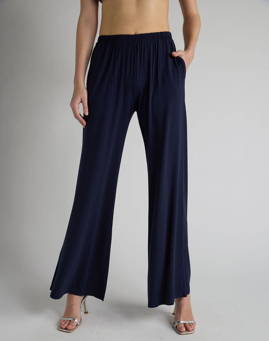 Aldo Martins,  Bamboo Knit,  Flare Trousers in navy blue