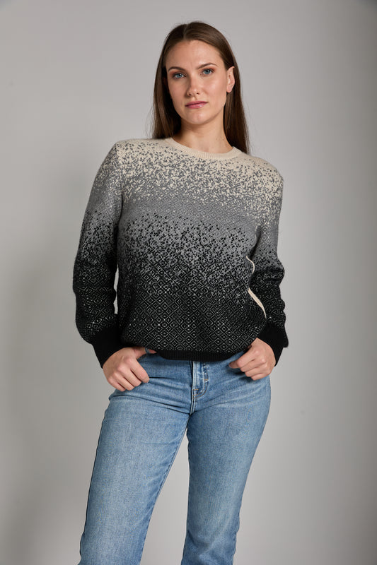 Aldo Martins, Sustainable Knit, Belloc Pullover Sweater in Black Ombre