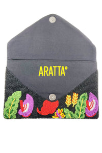Aratta, Fantasy Hand Embellished Clutch in Tropical Night-Handbags