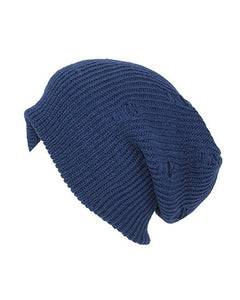 ribbed knit beanie with destruction-
