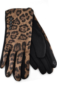 faux suede touchscreen ladies gloves in animal print-faux suede touchscreen ladies gloves in animal print