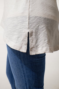 WILT,Cotton,  Bell sleeve ruffle tunic in off white-Promo Eligible
