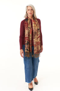 Fashion Collection Cotton Pashmina reversible scarf in elephant print-New Accessories