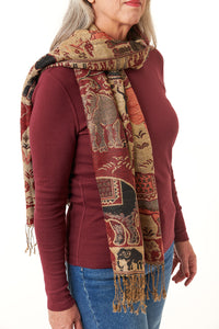 -Promo EligibleFashion Collection Cotton Pashmina reversible scarf in elephant print