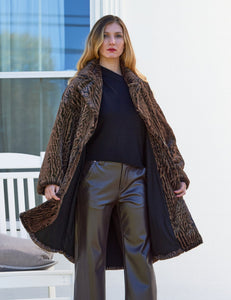 Capote, faux fur teddy lapels overcoat-