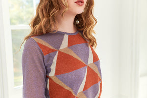 Maliparmi, Lurex Knit, diamonds puzzle print sweater-Italian Designer Collection-High End