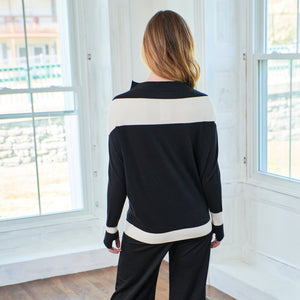 Oblique Creations, fine knit coated color block sweater -Italian Designer Collection-Promo Eligible