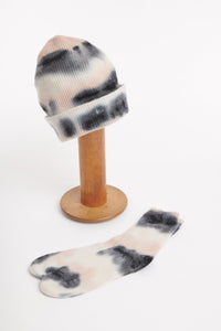 Crush Cashmere, Sustainable Cashmere crew socks in tye dye pink-High End Accessories