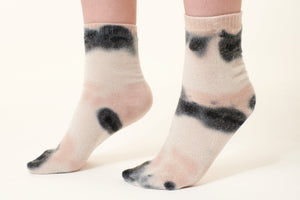 Crush Cashmere, Sustainable Cashmere crew socks in tye dye pink-Socks