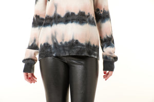 Crush Cashmere, Sustainable Cashmere boyfriend crew neck sweater in tye dye pink-Gifts - High End