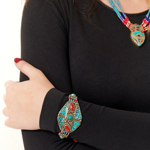 handcrafted sterling silver turquoise leather bracelet-Best Sellers