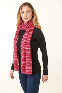 Kier & J, cashmere long scarf in tye dye red 19x84-Fine Knitwear