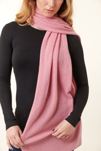 Kier & J, Cashmere long scarf in pink 77x18-Luxury Knitwear